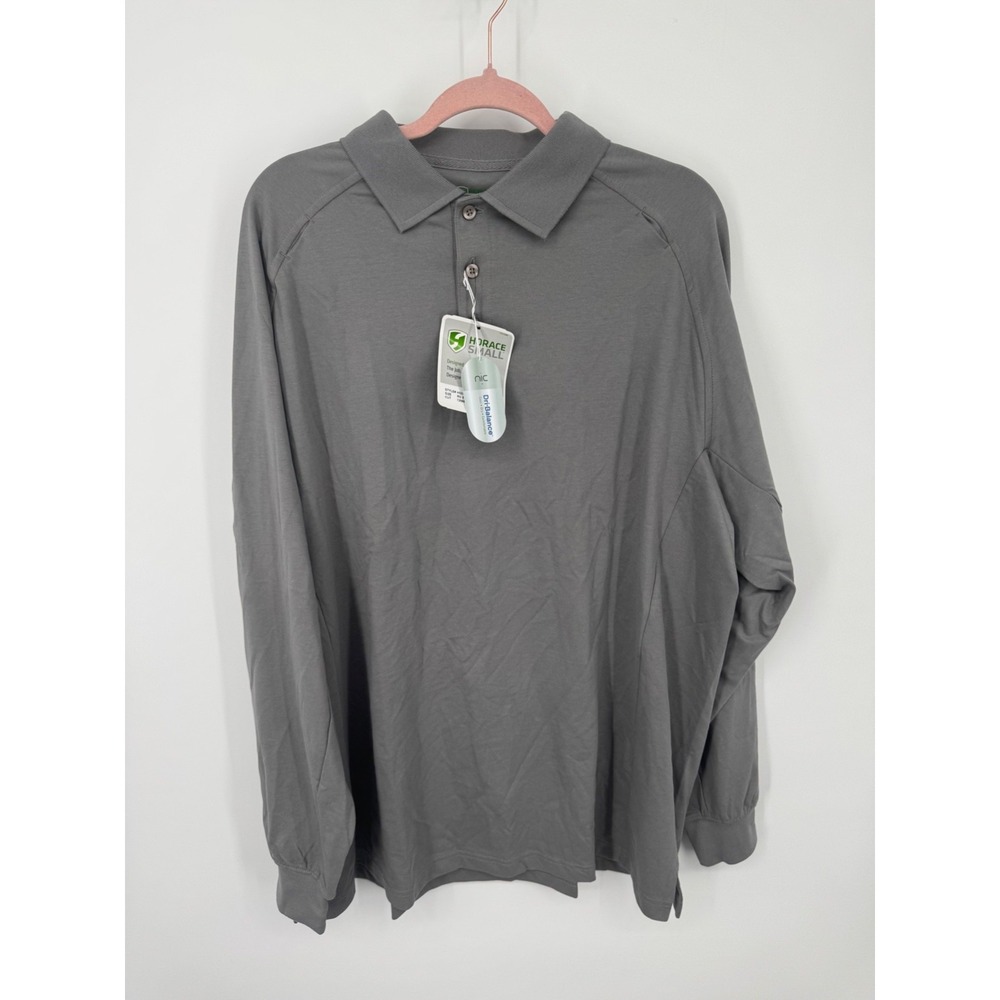 Horace Small Polo Shirt Mens XL Gray Cotton Blend Long Sleeve‎ Performance NWT